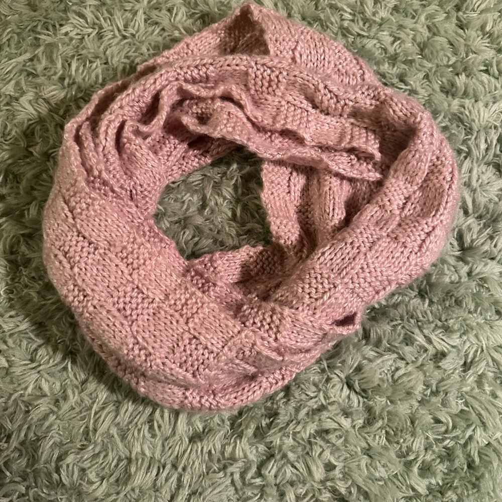 Pink Hand Knit Infinity Scarf